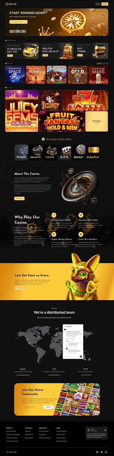 KRAVE - Online Casino- U.S. based branding casino dashboard kyc landing page logo