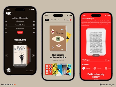 RED - Book Reader Mobile App authors book library bookmarks books booksgenres chapters concept content design digital discovery ebook ereader ios mobileapp story ui ux vibrant visual