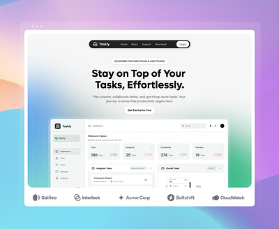 Taskly - Landing Page V1 branding hero landing landing page landing page ui product design saas ui web website