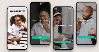 BrainBuddy app design edtech education tutoring typography ui ux