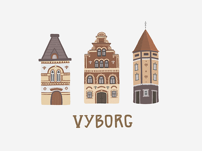 Travel map of Vyborg digital illustration illustrations of map map illustration postcard design travel illustrations travel map