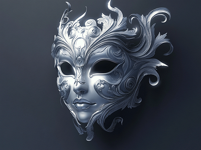 Silver Phantom Mask 3d modelling blender cgi dark aesthetic masquerade r1n7t0xb surreal