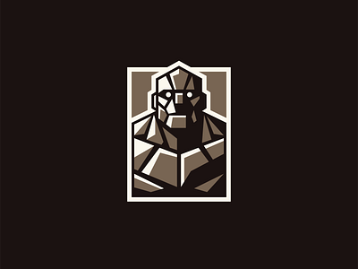 Geometric Stone Golem Logo bold branding character design emblem fantasy gaming geometric golem identity illustration logo mark mythical rock sports stone symbol vector warrior