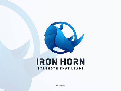 IRON HORN Creative Rhino Logo Design aggressive animal branding charging colorful global gradient graphic design icon logo logo design modern rhino rhinoceros strong symbol