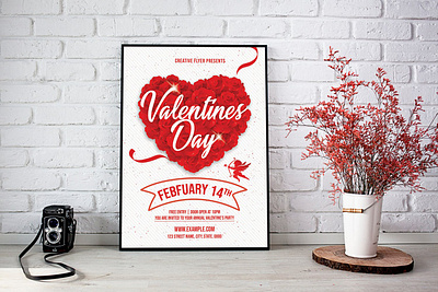 Valentine's Day Party Flyer celebration design editable invite party flyer party invitation template valentines day word