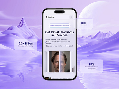 FaceForge AI - Landing Page & Dashboard Design 3d ai ai branding ai logo ai powered ai product design ai saas ai startups animation blockchain branding crypto crypto platform dashboard defi platform graphic design landing page purple saas web3
