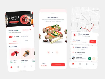 Oshokujibar - Food App clean food food app menu menu book minimalist mobile mobile app style sushi ui design