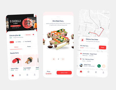 Oshokujibar - Food App clean food food app menu menu book minimalist mobile mobile app style sushi ui design