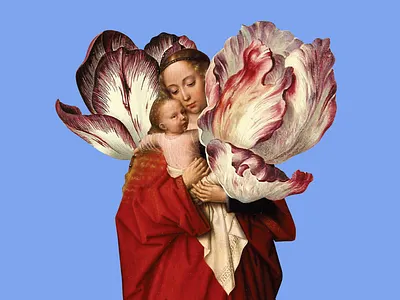 Pilgrimage Poster Detail collage fine art flower illustration painting poster print virgin mary