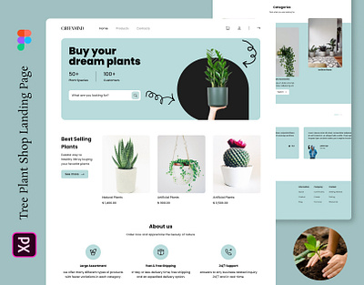 Plant Shop Website app landing page ui ux website