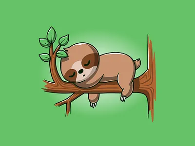 Sleepy Sloth on a Branch 🦥💤 animalillustration art branch branding cartoon chill cozy cute cuteanimals flat graphic design illustration lazy line logo nap nature relax sloth vector