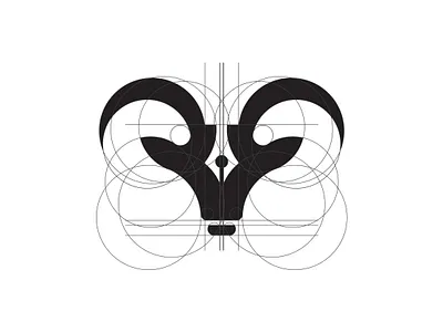 " Ram Horns + Pen" Logo Design branding icon logo logo design logotype vector