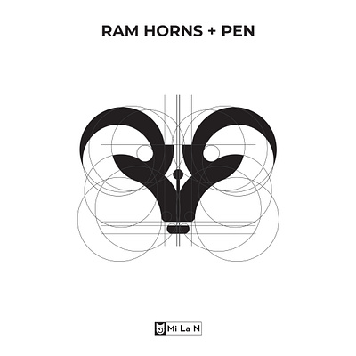 " Ram Horns + Pen" Logo Design branding icon logo logo design logotype vector