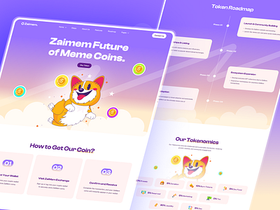 Zaimem - Memecoin ICO and Crypto Website branding cryptoicowebdesign cryptolandingpage cryptowebtemplates e commerce figma design landing page minimal design nocodedevelopment product design responsive design uiux uiuxdesign user experience webdesign webflow webflow template website concept website template website theme