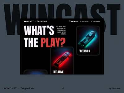 Wincast: WINCAST x Dapper Labs animation choose dapper dark design desktop hero hero section illustrations interaction labs landing page motion neon ui web web interface website wincast