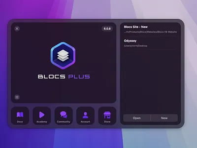 Blocs for Mac Splash Screen app clean gui mac minimal spash screen start screen ui web design website builder