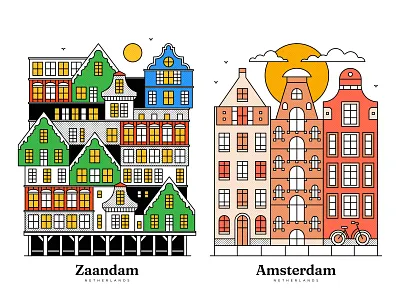Architectural Illustrations | Zaandam / Amsterdam (Netherlands) amsterdam amsterdam buildings architectural illustrations architecture artwork buildings design graphic design illustration lineart netherlands vector vector graphics zaandam