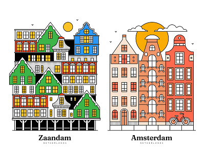 Architectural Illustrations | Zaandam / Amsterdam (Netherlands) amsterdam amsterdam buildings architectural illustrations architecture artwork buildings design graphic design illustration lineart netherlands vector vector graphics zaandam