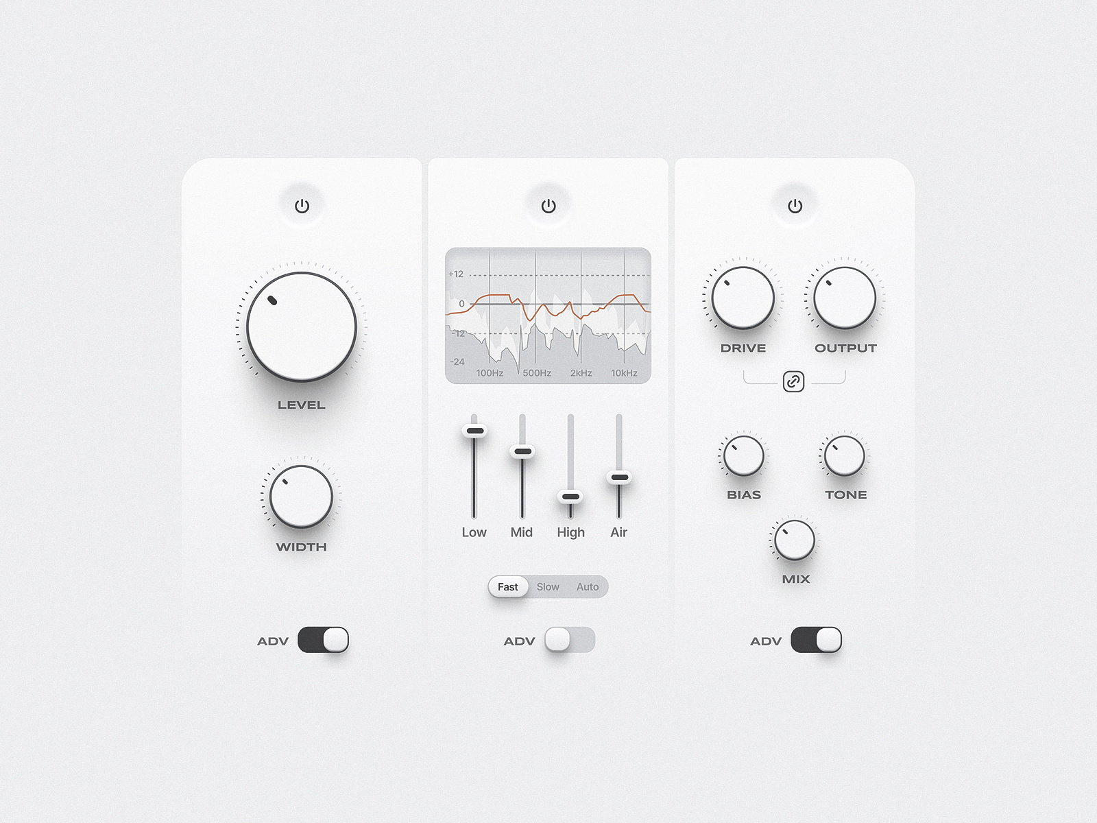 UI Components 2d 3d audio blender figma figma ui interface knobs music music interface neuomorphism shadows skeuo skeuomorphism ui ux