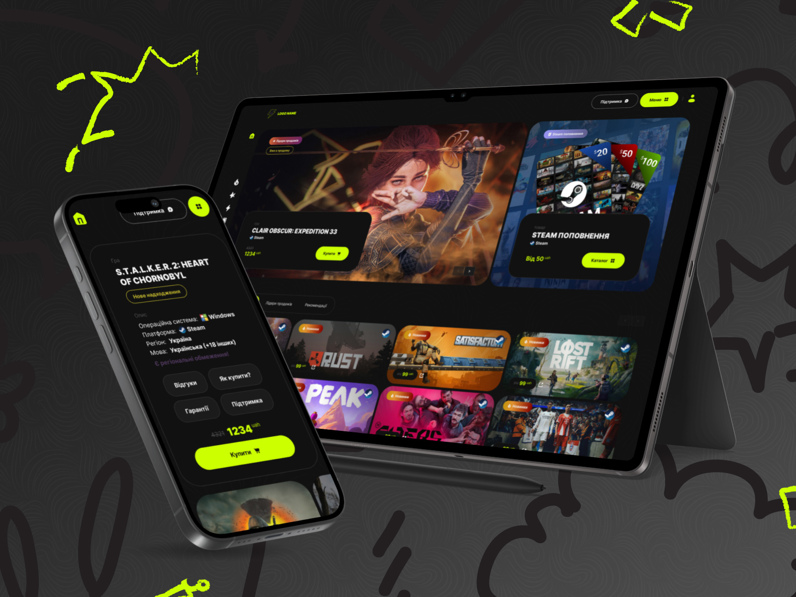 Game store design figma ui ux web design
