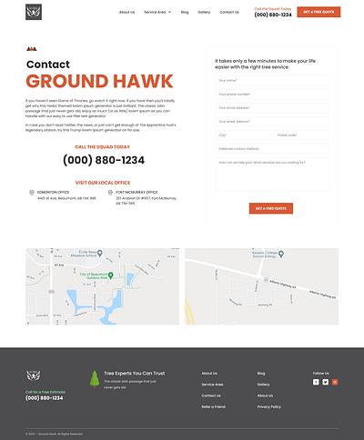 Ground Hawk Contact Us Page branding contact contact us service service busingess ui web desing