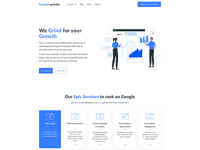 Growth Grinder - Home page Design design growth grinder home page landing page real estate web design website ui ux design