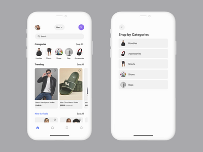 E-Commerce home page & category page android app design ios ui ux