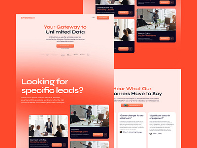 EmailData app design orange orange landing page orange website saas saas landing page saas web design saas website saas website design ui ux web design