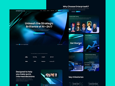 EnterpriceAI ai design ai landing page ai website course website dark mode dark mode website funnel design landing page landing page design marketing funnel neon neon website web design website design