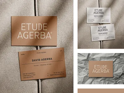 Etude Agerba Cards attorney beige brown business card card clean elegant firm identity law logo office paper print stationery