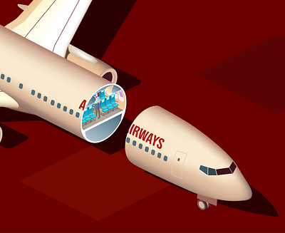 737 cutaway 737 airplane cutaway isometric stewardess