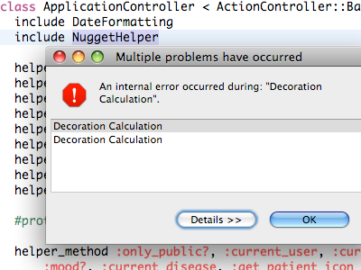 Aptana Decoration Calculation aptana error message rhymes