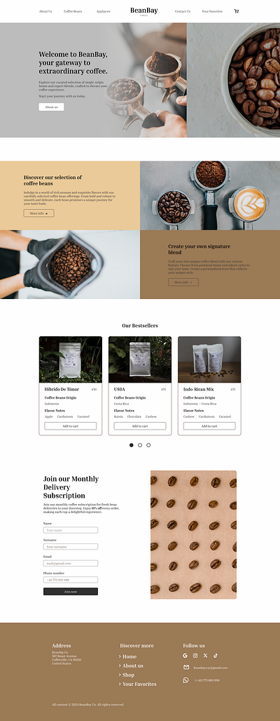 UI/UX Design Homepage for Coffee E-commerce coffee graphic design hero section ui ui research ux ux research web design