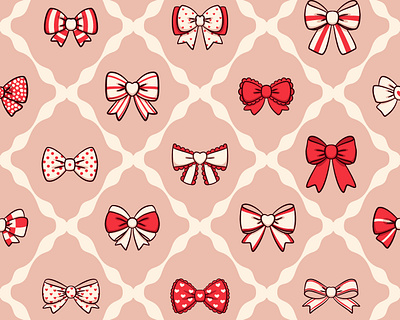 Valentine Bow Bundle adorable bow coquette cute elements graphic design hand drawn heart lace polka dots red ribbon romantic stripes sweet valentine valentines day design vector illustration wedding day wedding invitation