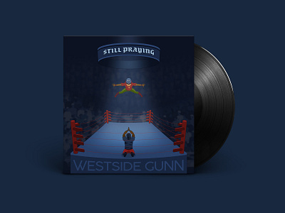 Westside Gunn - Still Praying album art album cover blue crowd fighting flying gunn match move music praying rap record ring ropes stadium still westside wrestle wrestling