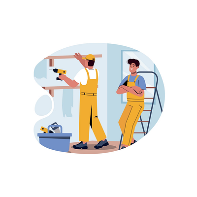 Installation Of Shelves 2D Animation 2d animation building carpentry construction flat handyman home illustration improvement installation interior labor man motion renovation services shelves workers workwear