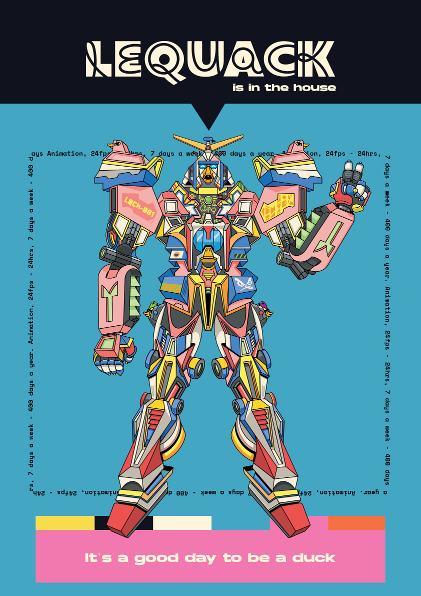 Colossal Quacker Poster 2d illustration branding character character animation character design creative character design digital art future giant robot graphic design illustration modern illustration procreate robot vector