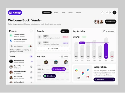 Kitaap - Task management App admin panel b2b branding chart clean dashbaord design graphic design illustration logo management minimal product design saas task taskmanagement track ui uiux web design