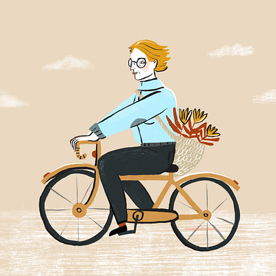 Cycling to the market adobe fresco digital drawing doodle drawing illustration