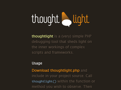 Thought Light abandoned blue brown logo orange php