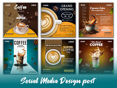 Eye-Catching Coffee Social Media Post Designs marketing graphics