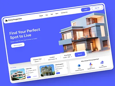 Prime Properties: A Modern Real Estate Home Page Design design homepage login modern property ui ux website