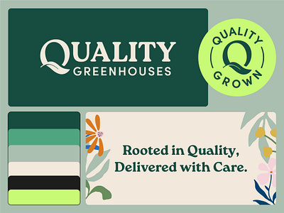 Quality Greenhouses b2b branding greenhouse identity logo plants