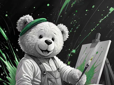 foreground, a fluffy teddy bear stands as the focal point of the graphic design illustration vector