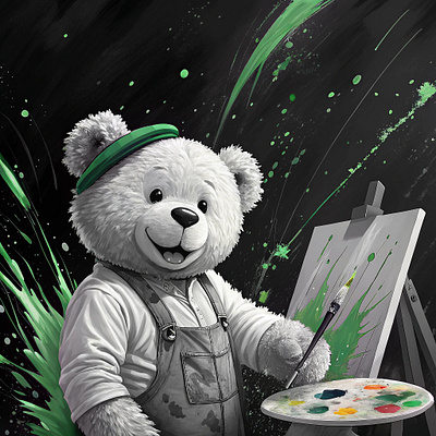 foreground, a fluffy teddy bear stands as the focal point of the graphic design illustration vector