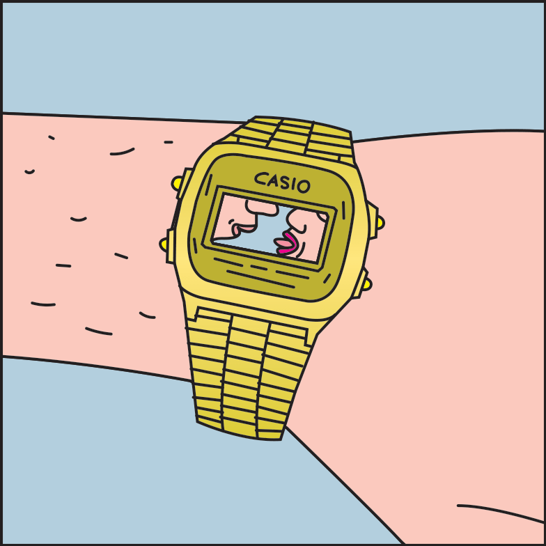 CASIO kissing Time animation casio design humor illustration kissing memes peter stemmler quickhoney ui