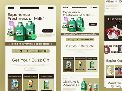 Milk Product Website Design for Dairy Brand branding dairy mild product dairy product website design ecommercedesign figma design figma template landing page logo milk product milkwebsitedesign packeged milk responsivedesign sustainablebrand treanding website design ui ui design uiuxdesign website design website ui ux