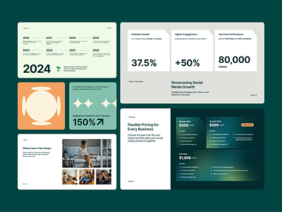 Social media agency - Deck Exploration agency block design studio editorial design engagement exploration google slides infographic keynote minimalist pitch deck power point rate social media statistics