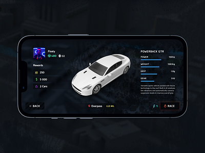 Drag Racing GUI cars design game mobile mobile game racing ui ux