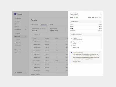 Payouts History Page figma payout details product design saas table ui ui design ux ux design